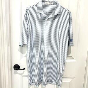 Holderness & Bourne‎ Polo Shirt Mens XL White Blue Stripe